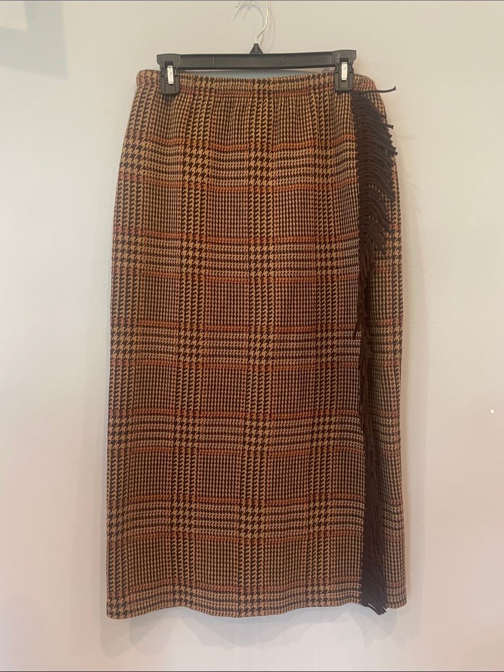 Woven Plaid Maxi Skirt in Brown fall fav small